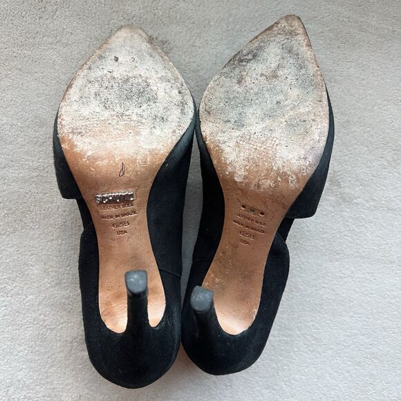 Schutz Black Suede Wrap Stiletto Heel Pump Booties Women 6.5 B Chic Sexy Minimal - Picture 12 of 14